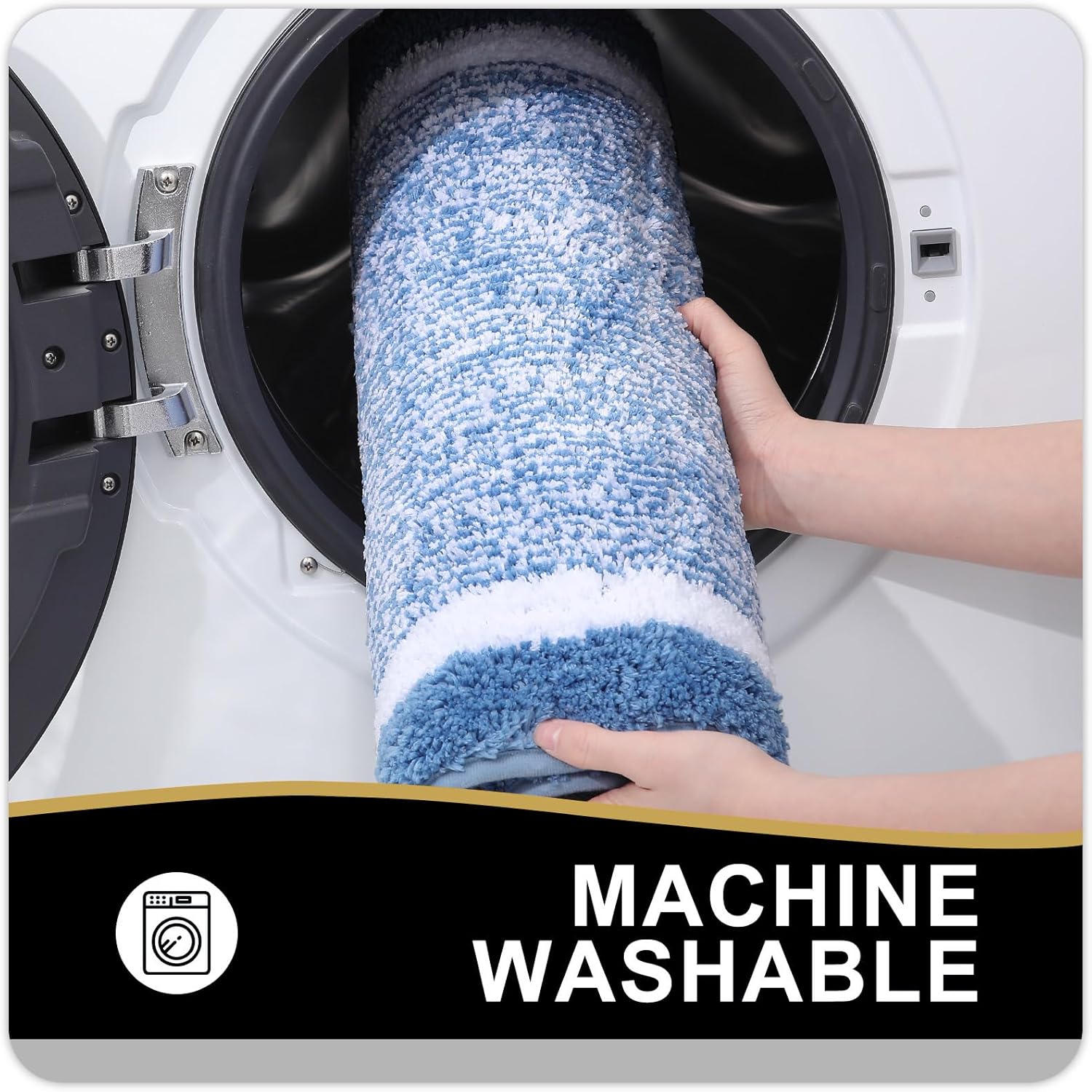 OLANLY Bathroom Rugs - Extra Soft Microfiber Bath Mat | Non-Slip, Machine Washable, Quick Dry (24x16, Blue)