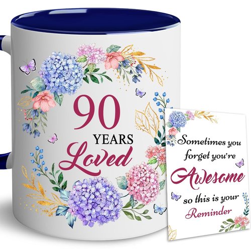 LOTWATEGO 90th Birthday Gifts For Women - 1936 Birthday Gifts For Her - 90 Years Loved Mug - Gift For Women Turning 90th - 90 Year Old Gift For Woman, Mom, Grandma, Mother - 1936 Present Ideas