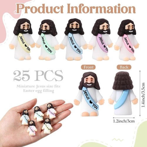 Bememo 25 Pcs Little Jesus Figures - Original Design Mini Rubber Toys for Christmas & Baptism Gifts | Macaron Colors