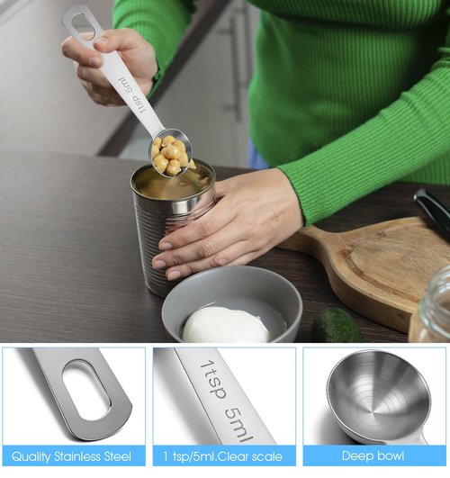 1 Teaspoon Measuring Spoons, 3Pcs Stainless Steel Short Design Kitchen Tools for Precise Cooking, Baking and Spices Measurement, 5ml