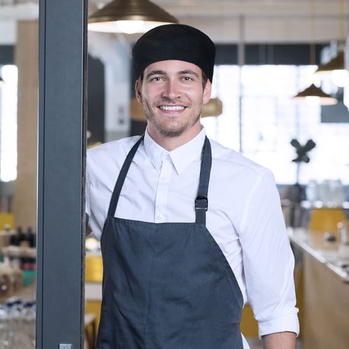 Jeere 30 Pcs Unisex Chef Hat Adjustable Kitchen Cooking Caps Sushi Beanie Breathable Mesh Top Skull Cap for Men Women Adult (Black)