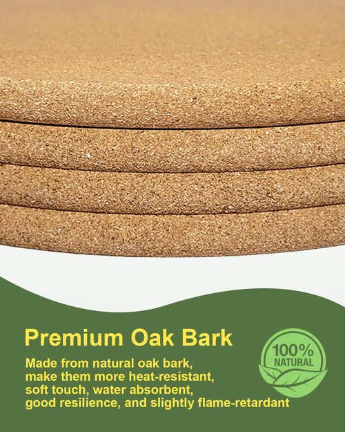 Tnuynoy 4 Pack 7.5" Cork Trivets for Hot Dishes, Hot Pots and Pans, Heat Resistant Non-Slip Cork Hot Pads for Kitchen Countertops Table, Scratch & Stain Protection, Round Hot Pan Coaster