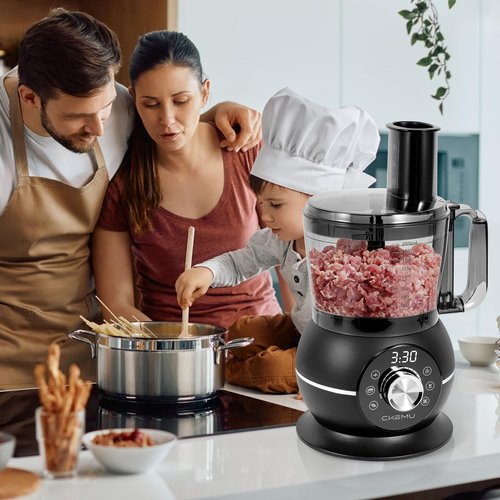 Smart Upgraded Food Processor 12 Cup, Electric Food Chopper Slicer with French-Fry Slicing Shredding Chopping Kneading Cutter, For Meat, Vegetable, Fries, Cheese, Meat & Veggie Prep, Puree