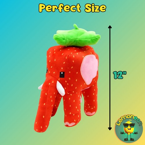 Lemoneon Strawberry Elephant Plush 12" Italian Brainrot Plush Meme AI-Crafted Stuffed Figure Pillow for Video Game Fans Room Decor