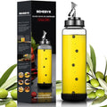 BENEBYR Glass Olive Oil Dispenser Bottle for Kitchen Shatterproof & Leakproof Cooking Oil Dispenser with Stainless Steel Spout & Rubber Bottom 17 oz Heat Resistant Olive Oil Bottle