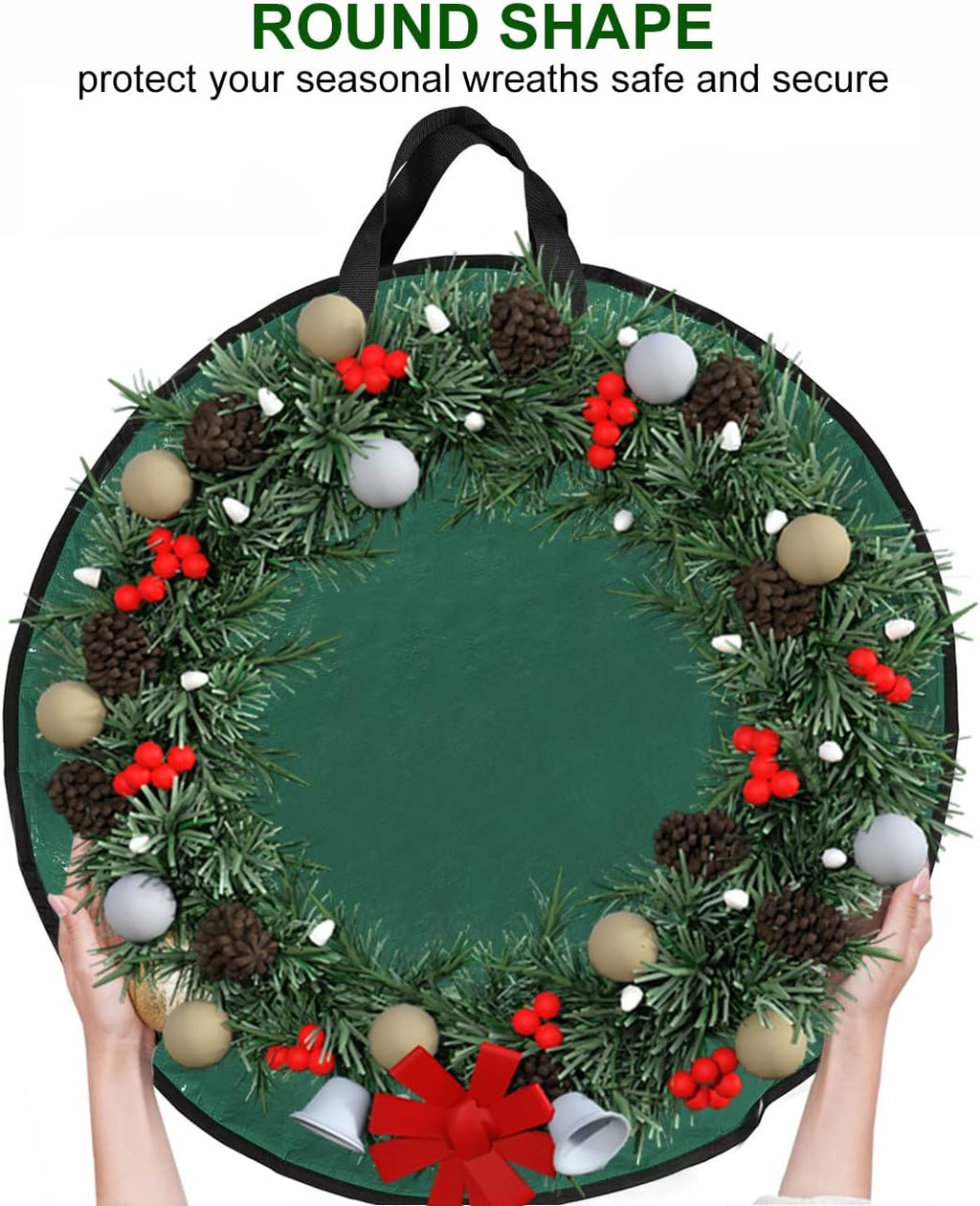 ProPik Christmas Wreath Storage Bag - 30" Tear-Resistant Holiday Container with Heavy-Duty Handles | 2 Pack, Green