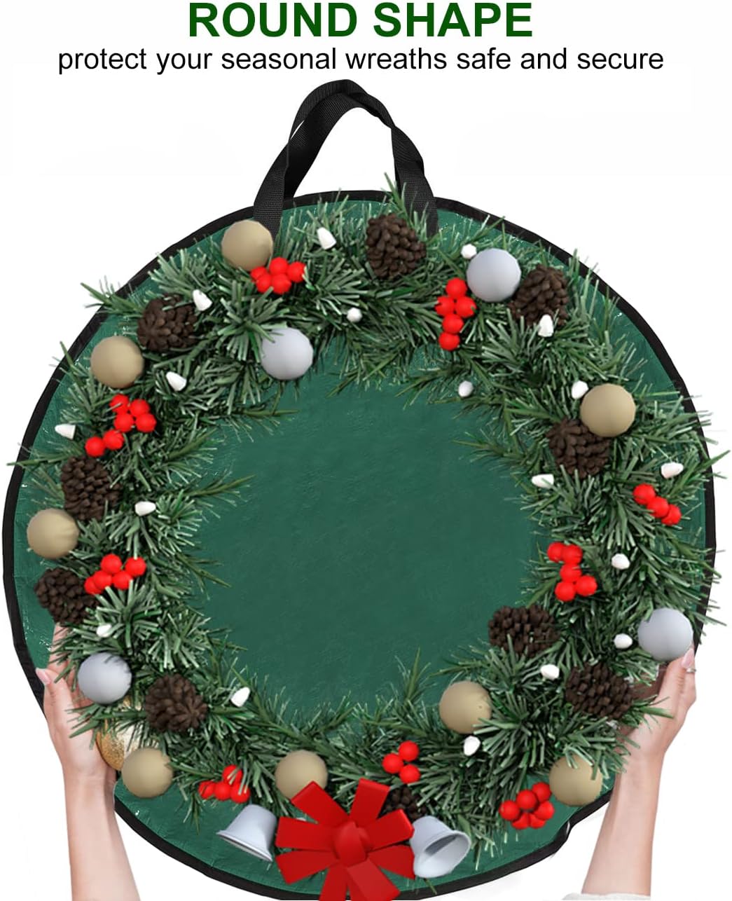 ProPik Christmas Wreath Storage Bag - 30" Tear-Resistant Holiday Container with Heavy-Duty Handles | 2 Pack, Green
