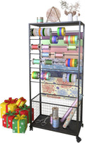 Skiennix 16-Tier Ribbon Organizer Rack - Double-Sided Storage Holder with Wheels for Craft Room