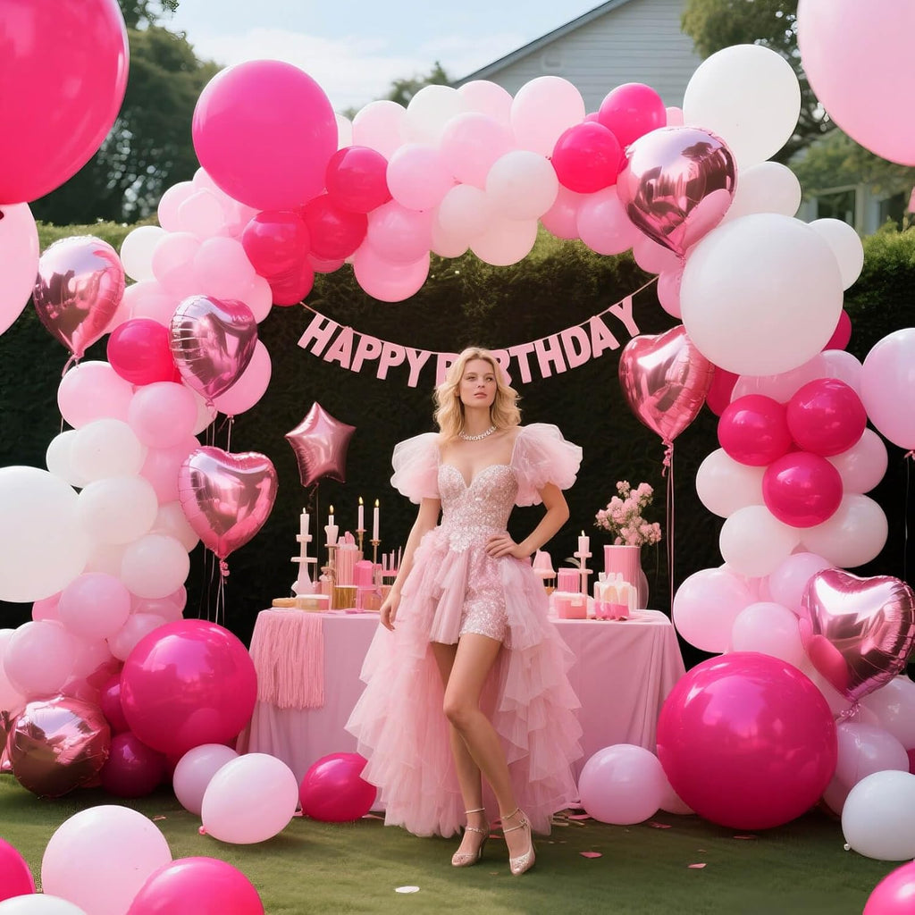 Pink White Balloons - 100pcs 12-Inch Hot Pink & Pastel Pink | Perfect for Mother's Day, Birthdays & Weddings