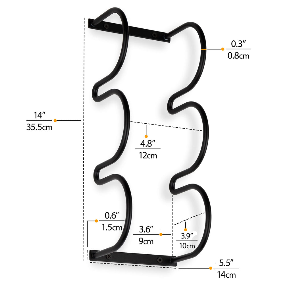 Wallniture Dijon Wine Rack Wall Mounted & Under Cabinet Wine Storage Bottle Racks Kitchen Organization and Storage, Steel Black
