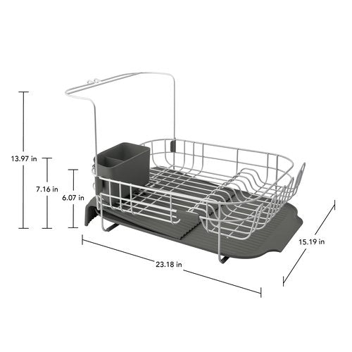 KitchenAid Satin Wire Expandable Dish Rack, 23.18-Inch, Gray