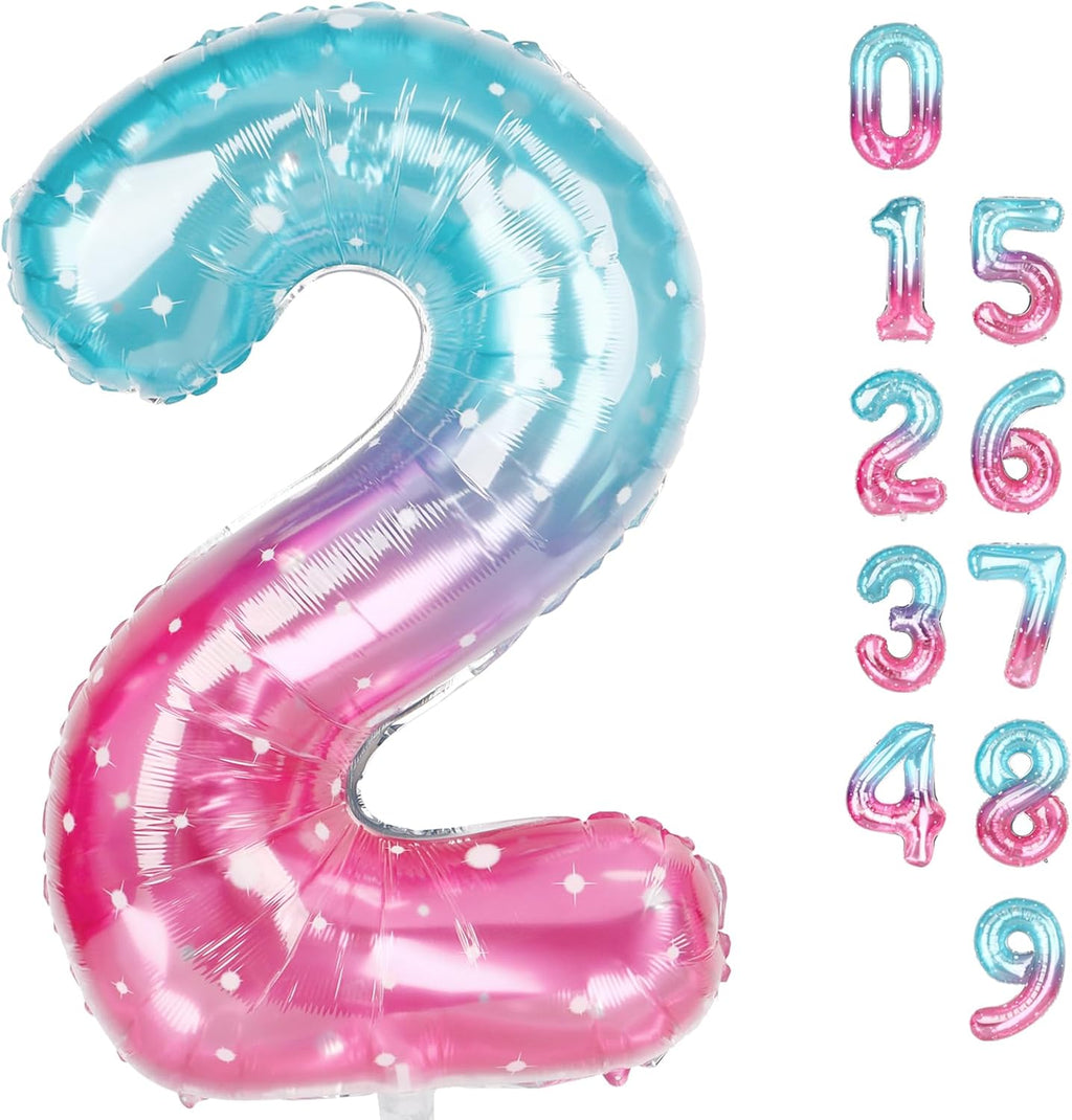 Skiennix 40-Inch Number Balloons - Pink & Purple Birthday Decor for 2nd, 12th, 21st Parties & Celebrations