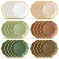 Tiangrid 72 Pcs Woodland Paper Plates 9 Inch Green and Brown Gradient Scalloped Paper Disposable Dinner Dessert Plates for Birthday Wedding Bridal Party Supplies, 6 Colors