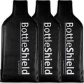 Bottle Shield Reusable Wine Protector Travel Bag (3-Pack) - Bubble Cushioning Wrap Suit - Unbreakable Bottle Sleeve, Leak Proof - Wine Tote Bags Accessory for Suitcase Luggage, Black