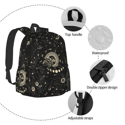 Droerfes Moon And Sun Backpack School Bag Lightweight Bookbag Laptop Travel Daypack For Kids Girls Boys Teens