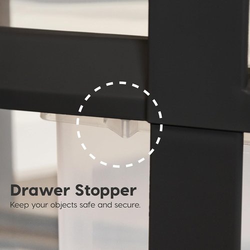 IRIS USA Rolling Drawer Storage Organizer Cart - 4 Drawers with Wheels for Art & Craft Supplies | Black/Pearl
