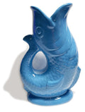 Sky Blue Porcelain Gurgle Fish Shaped Water Jug 50 ounces/ 1.5 liter Capacity 11 Inches High