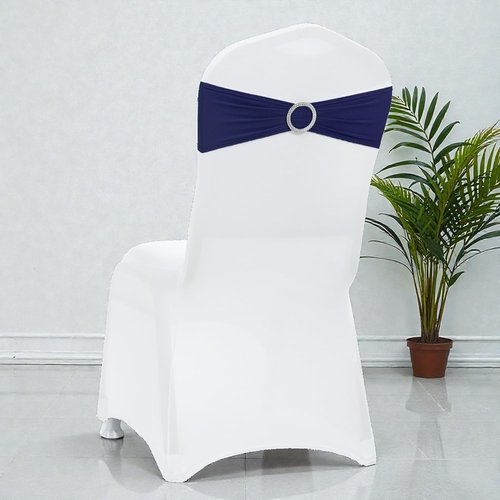 MDS Spandex Chair Sashes - 250 Pack of Elastic Stretch Bands with Slider Bow for Wedding Decor | Navy Blue