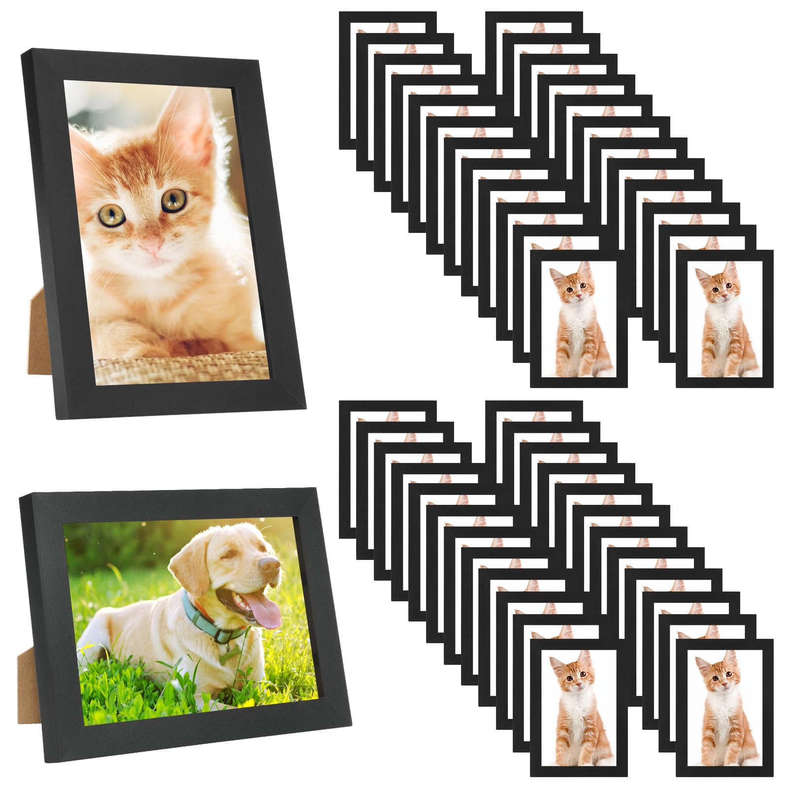 YOUKE OLA Set of 50 Picture Frame Bulk Photo Frames Wall Mounting Simple Photo Frames Multi Picture Frames for Wall or Tabletop, Black