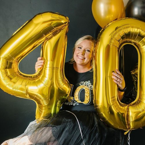 Gold 4 Balloon - 40 Inch Number 4 Balloon for 4th Birthday Party Decorations | Gold and Black Design