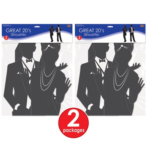 Beistle 4 Piece Great 20's Silhouettes, 36.75"/37", Black/White