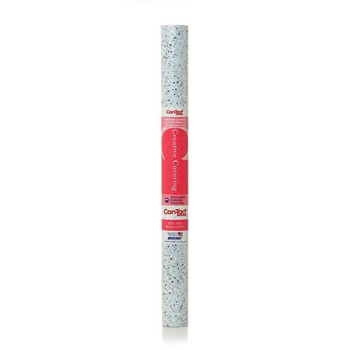 Con-Tact Brand Creative Covering, Self-Adhesive Shelf Liner, Multi-Purpose Vinyl Roll, Easy to Use and Apply, 18'' x 9', Granite Black and White