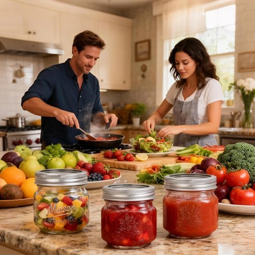 CycleMore Mason Jars 8 oz, 30 Pack Small Canning Jars with Airtight Metal Lids, Embossed Design Glass Storage Jars, 1/4 Quart Jars for Canning, Pickling, Preserving, Jam, Honey, DIY Decor, Gifts