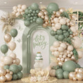 130Pcs Sage Green Balloon Garland Arch Kit with Sage Green Sand White Gold Balloons for Baby Shower Bridal Shower Birthday Engagement Birthday Party Decorations