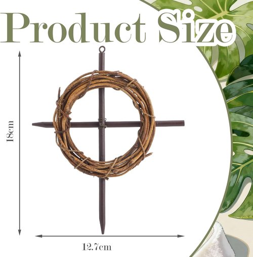 Dingion Mini Crown of Thorns Nail Cross Wreath - Rustic Christian Decor for Easter | 7-Inch Grapevine Design