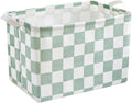 Ohocut Sage Green Checkered Canvas Basket - Decorative Storage for Kids & Pets | Organizing Solution for Home & Classroom
