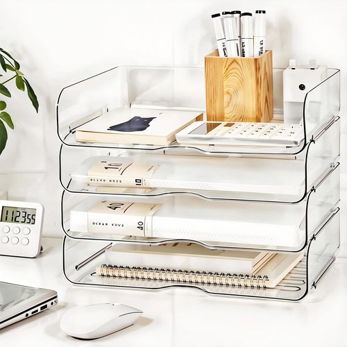 DCA Large Capacity Desk Organizer - 4 Tier Stackable File Organizer for Home, Office & School