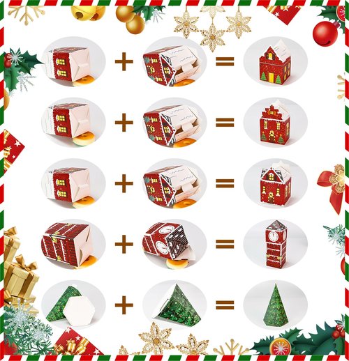 HEIPINIUYE 24 Empty Advent Calendar Boxes to Fill Yourself DIY Empty Christmas Countdown Calendars 2025 Fillable Advent Calendar Box for Boys Girls Adults Xmas Red House Calendars Gift Boxes