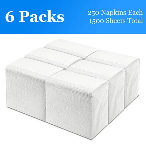 JOWLOT Disposable Fold Napkins, 13"x11.6" 1-Ply 1500 Count Paper Dinner Napkins, White Napkins Bulk for Restaurants and Cafes
