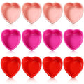 12 Pcs Mother's Day Heart Shaped Cake Pans Pink Red Silicone Mini Heart Cake Mold Nonstick Dessert Pan Chocolate Baking Tray Bakeware for Mother's Day Birthday Cupcake Muffin Tool(Multicolor,4'')