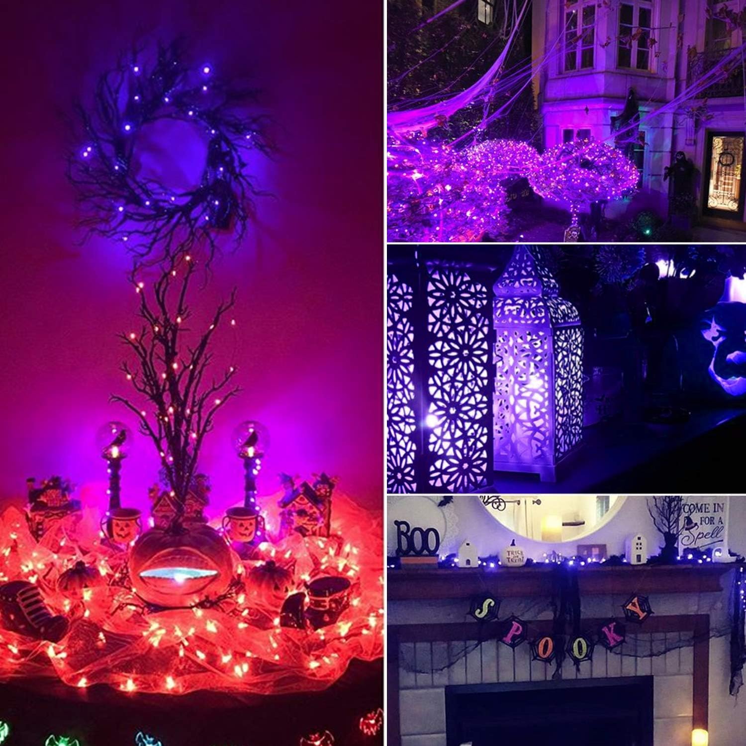 Skiennix Halloween Purple Fairy String Lights - 12 Pack 7 Ft 20 LED Battery Operated for Party Decor