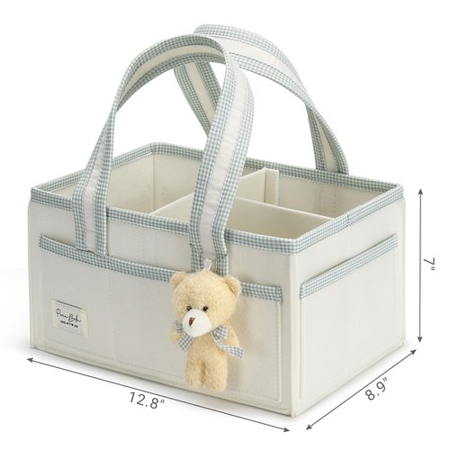 PeraBella Diaper Caddy Organizer with Handle, Baby Shower Gifts Basket Bag, Registry Search Must Haves Items, Nursery Storage Organizer for Newborn Girl Boy, Baby Bag Essentials, Car Diaper Caddy Cart