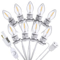 Meonum Christmas Village Lights Cord with 9 Bulbs, 18FT C7 LED Lamp with Dimmer & Female Plug, Blow Mold Light Cord for Christmas Houses Villages, Holiday Craft Decorations, Night Light(White)