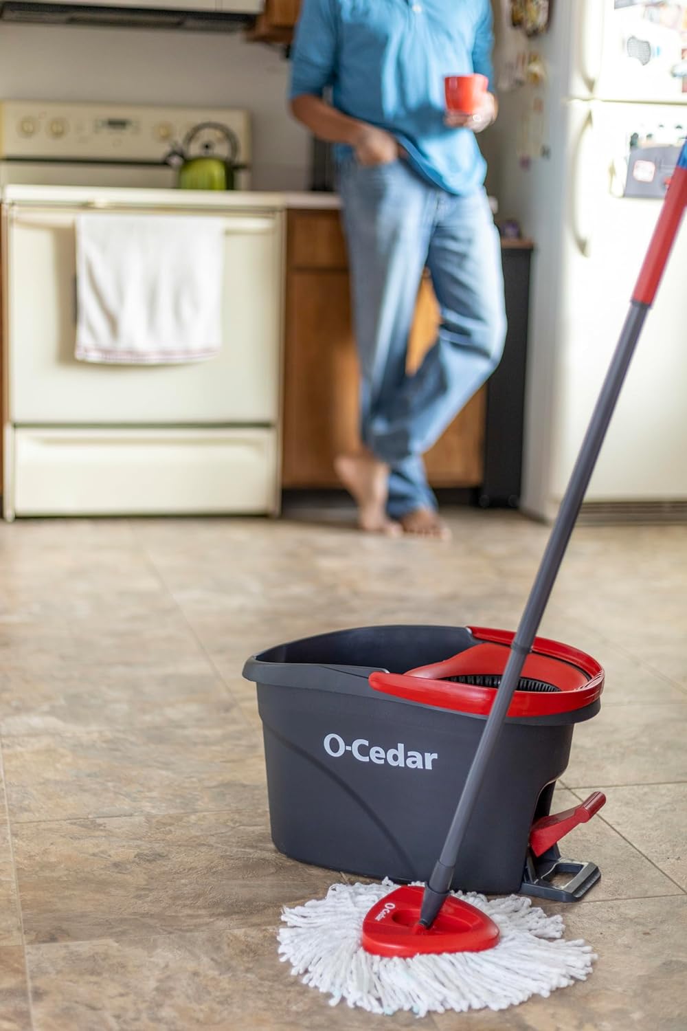 O-Cedar EasyWring Microfiber Spin Mop - Efficient Floor Cleaning System with 4 Extra Refills