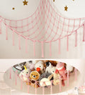 Skiennix Stuffed Animal Storage Hammock - Pink Corner Net Organizer for Teen Girls' Room Decor