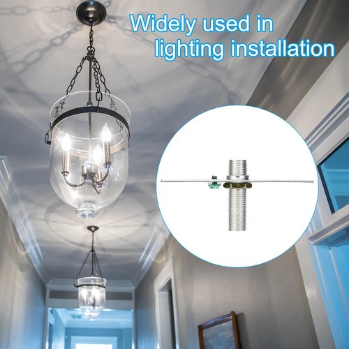 PATIKIL 4" Light Crossbar Kit, 6 Set Universal Light Fixture Mounting Bracket with 1/8IP and 1/4IP Tap Center Hole Ceiling Light Plate Canopy Hardware Set for Chandelier, Silver Tone