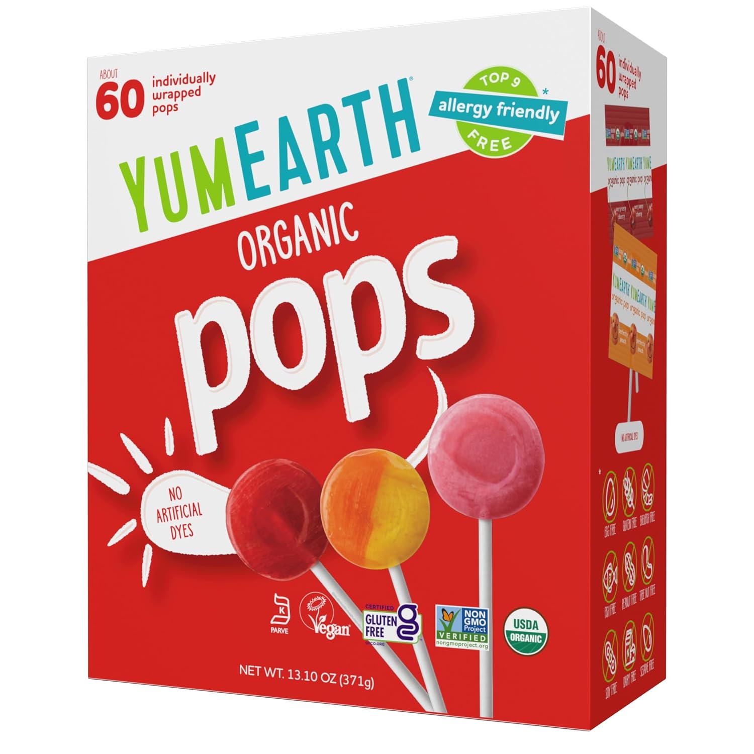 YumEarth Organic Lollipops Variety Pack - 60 Allergy-Friendly, Gluten-Free, Vegan Treats