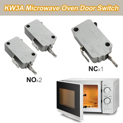 KW3A Microwave Oven Door Switch 16A 125/250V Door Interloc (2 Pack Normally Open & 1 Normally Close）Microwave Oven Door Switch Replacement Part