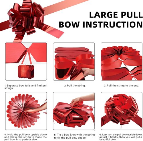 Big Car Bow - Metallic Red 20-Inch Round Gift Bow for Cars, Weddings, Birthdays & Christmas Decor