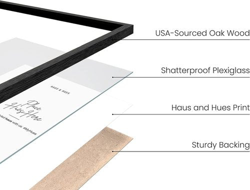 HAUS AND HUES Black Oak Wood Picture Frame 11x14 - Modern Minimalist Wall Art Display - Lightweight & Ready-to-Hang Vertically or Horizontally
