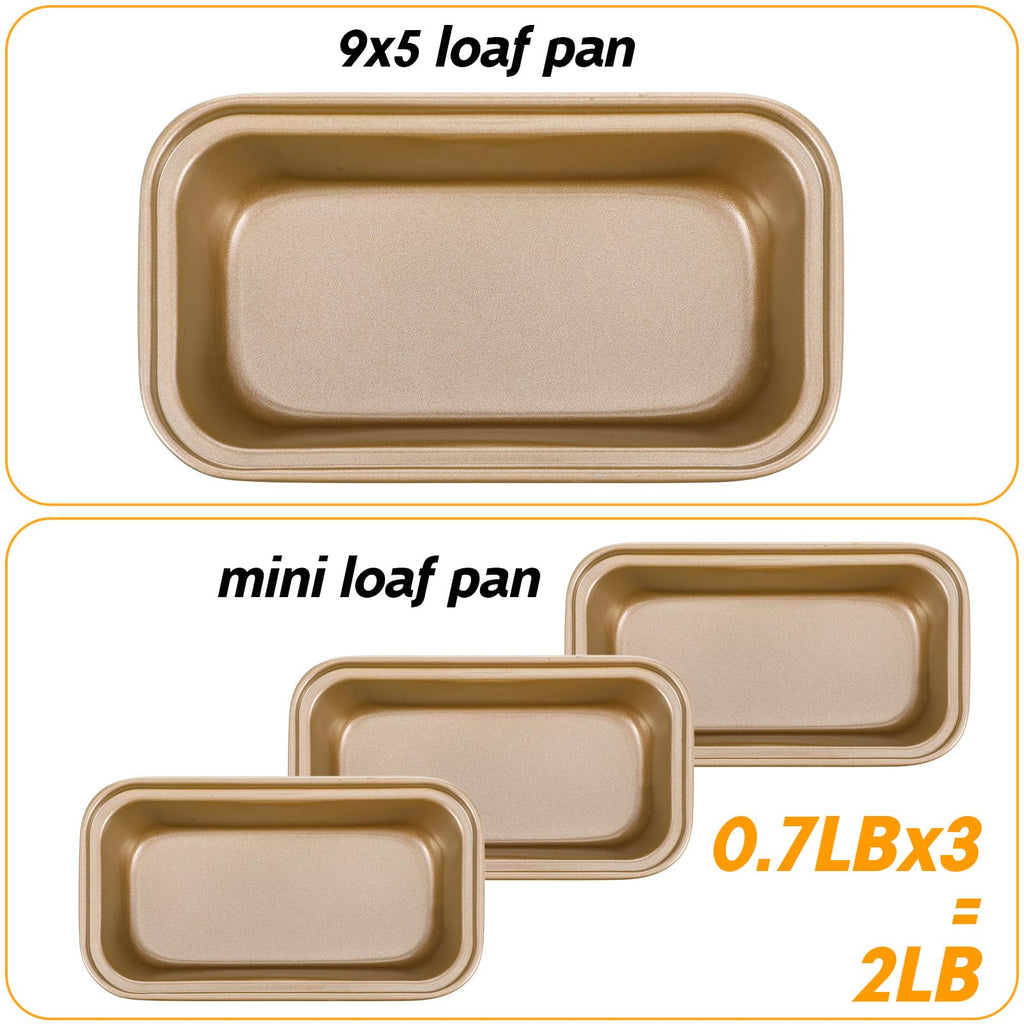 MAQUITA 12 Pcs Mini Loaf Pans for Baking Bread, 6.1 x 3.3 x 2.1 Inches Small Banana Bread Pan Nonstick, Rectangle Carbon Steel Baking Pan for Oven Available Homemade Bread Meatloaf Loaf Cake, Gold