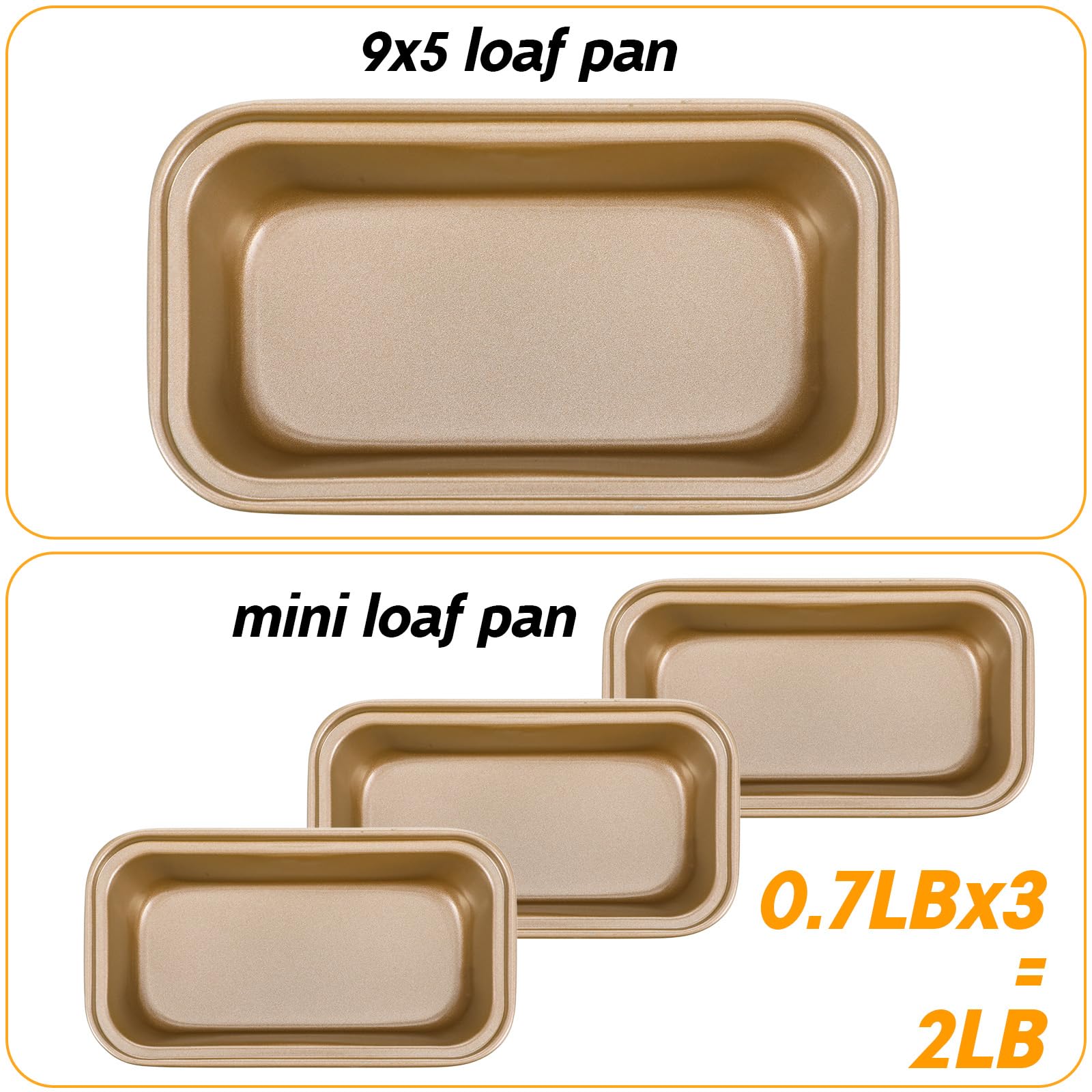 MAQUITA 12 Pcs Mini Loaf Pans for Baking Bread, 6.1 x 3.3 x 2.1 Inches Small Banana Bread Pan Nonstick, Rectangle Carbon Steel Baking Pan for Oven Available Homemade Bread Meatloaf Loaf Cake, Gold