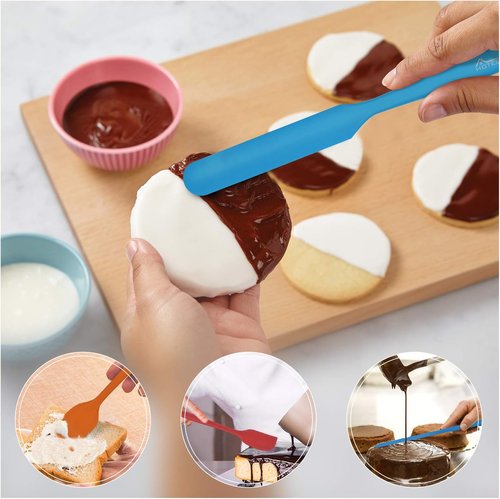 HOTEC Silicone Rubber Spatula Set - Heat Resistant 600℉, Non-Stick & BPA-Free | Multicolor, Set of 5
