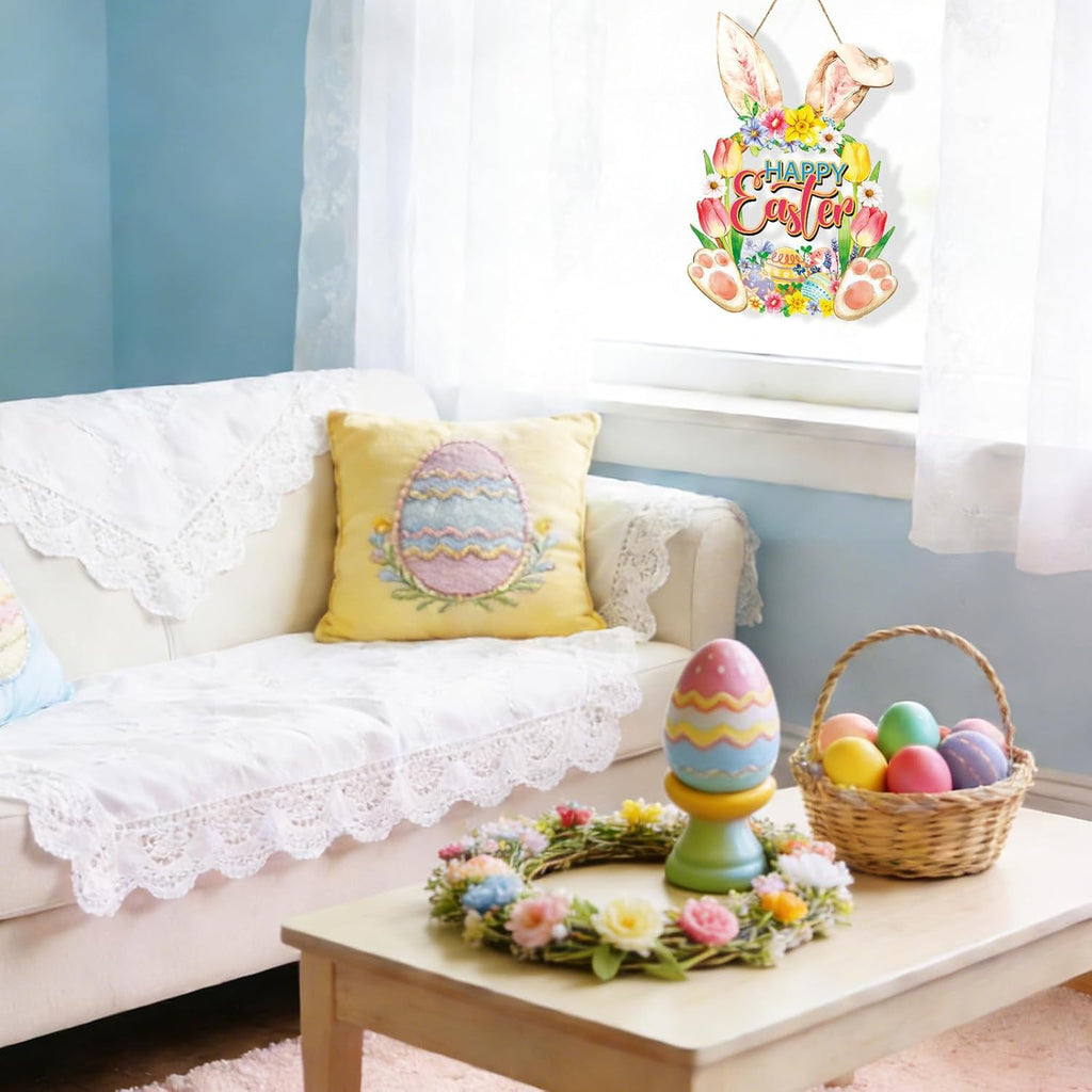 Regine Switzerland Easter Wreath - Charming Rabbit & Flower Design for Front Door Decor | Spring Welcome Sign