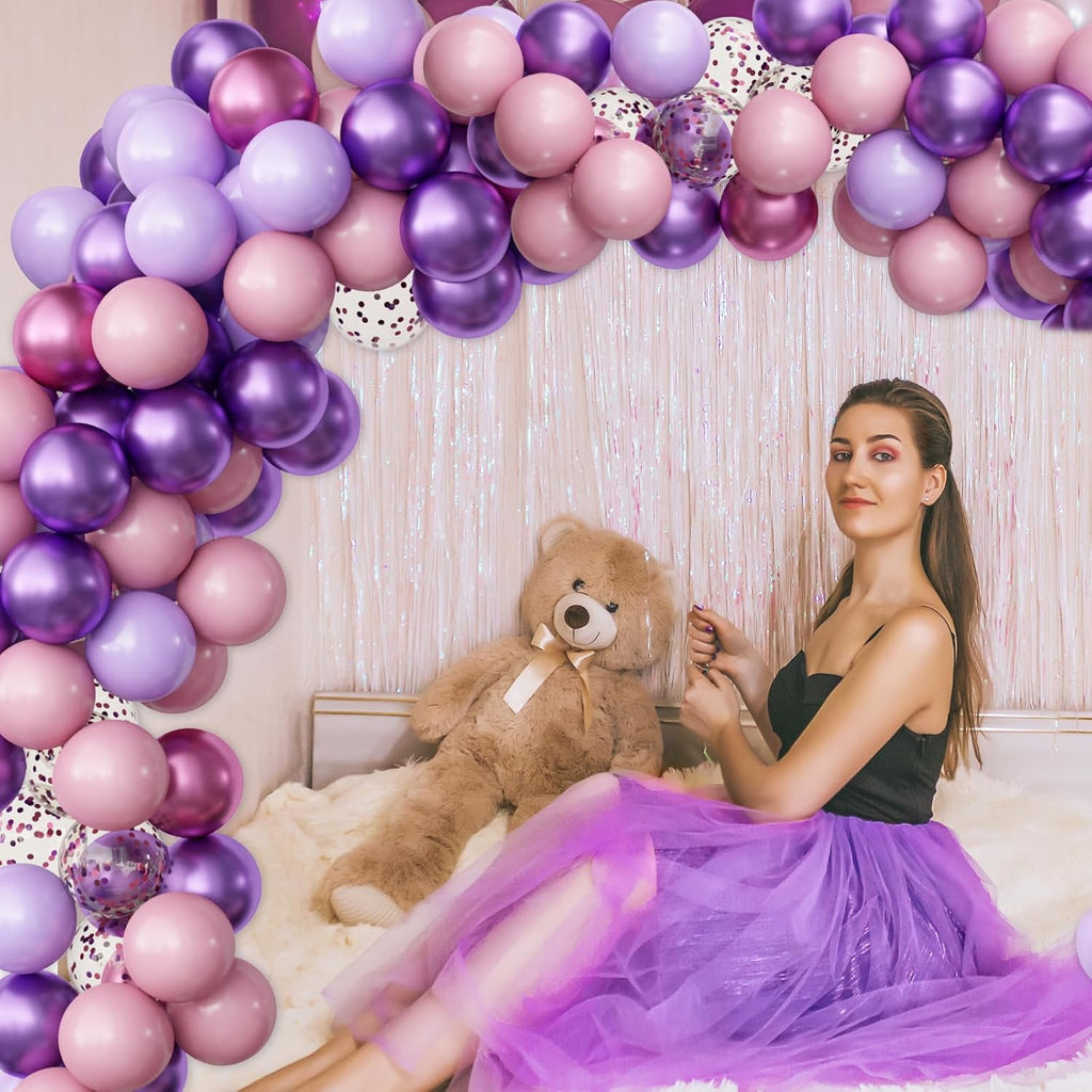OuMuaMua Pink & Purple Balloons - 62 Pcs Lavender & Light Pink Latex Balloons for Birthday & Wedding Decor | 12 Inch