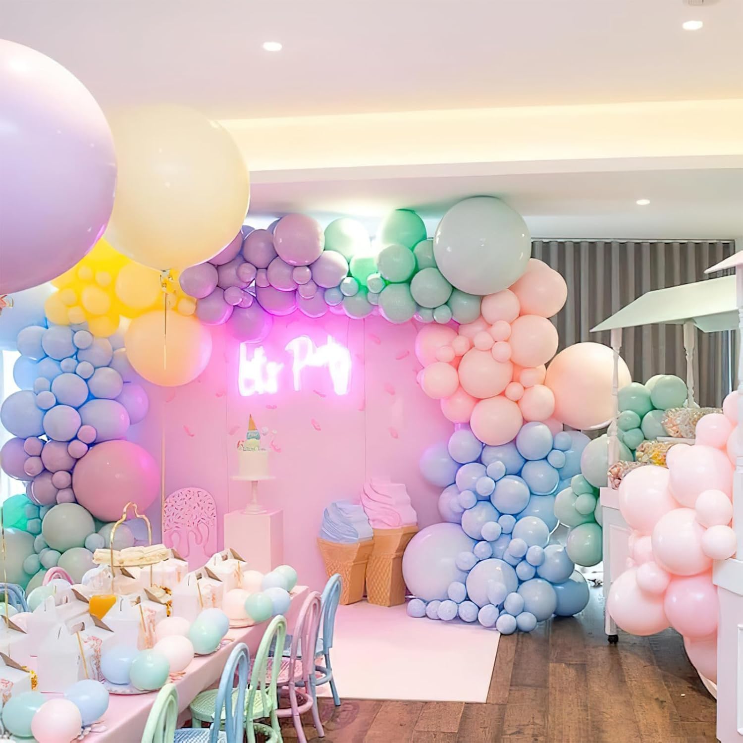 PartyWoo Pastel Balloons - 101pcs 12 Inch Rainbow Latex Balloons for Baby Showers & Celebrations
